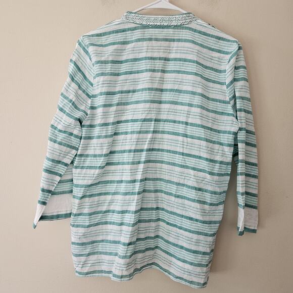 Michael Kors Womens Blouse Top Shirt Blue Embellished V Neck Cotton Medium - Picture 6 of 6